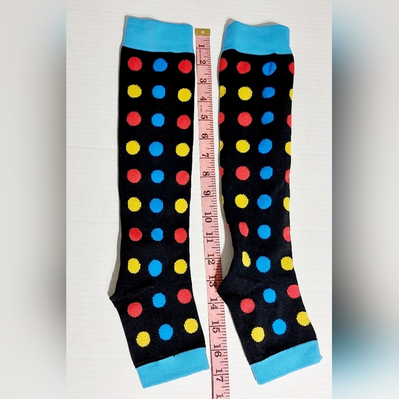 Tall Black multicolored Polka Dot Open Toe Compression Socks Unisex 2XL - Picture 4 of 4